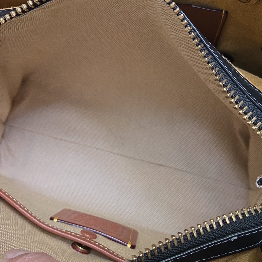 COACH Rogue 25 Black Tea Rose Leather Crossbody Bag - Picture 13 of 16